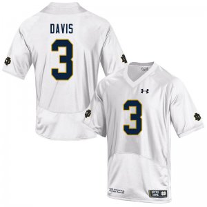Notre Dame Fighting Irish Men's Avery Davis #3 White Under Armour Authentic Stitched College NCAA Football Jersey VPY3399FG